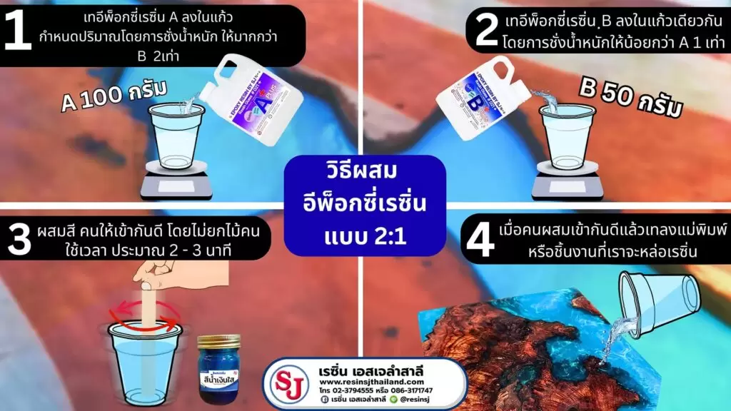วิธีการผสม อีพ็อกซี่ เรซิ่น 3 วิธีผสม อีพ็อกซี่ 2ต่อ1