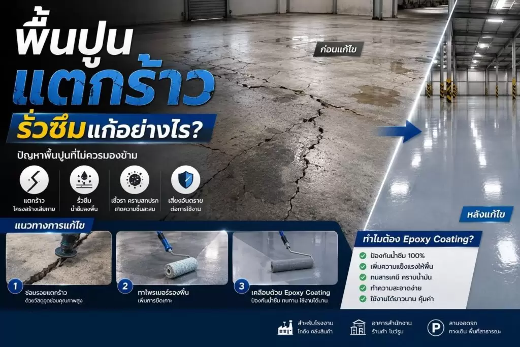 พื้นปูนแตกร้าว รั่วซึม แก้อย่างไร